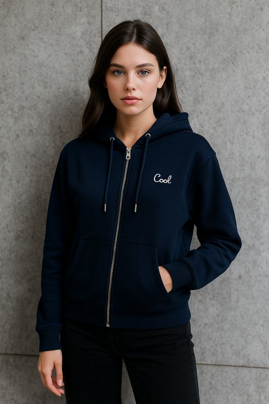 Blauwe hoodie met rits COOL