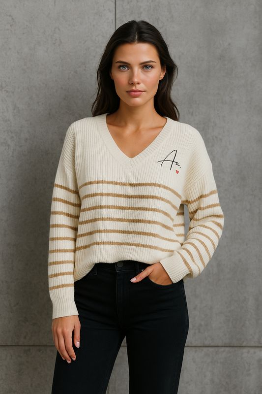 trui Amore beige stripes
