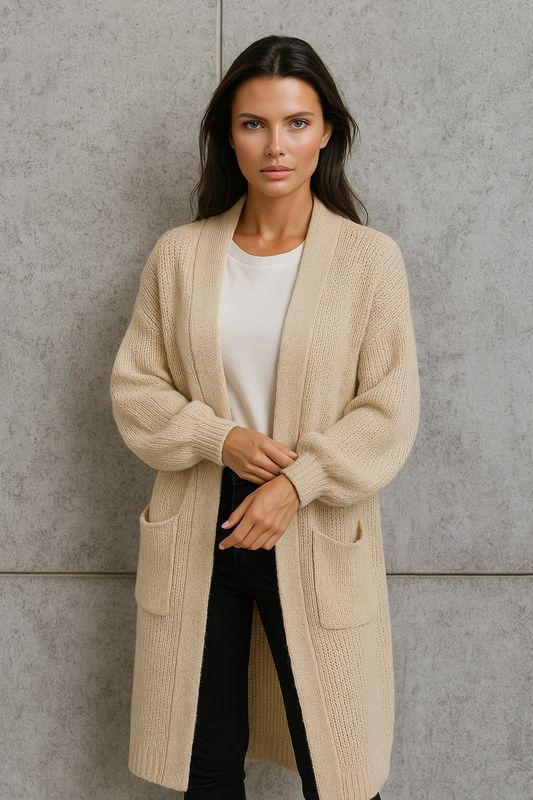 Lange beige gilet Timea