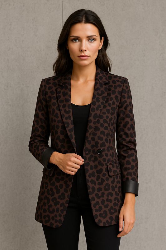 Brown luipaard blazer