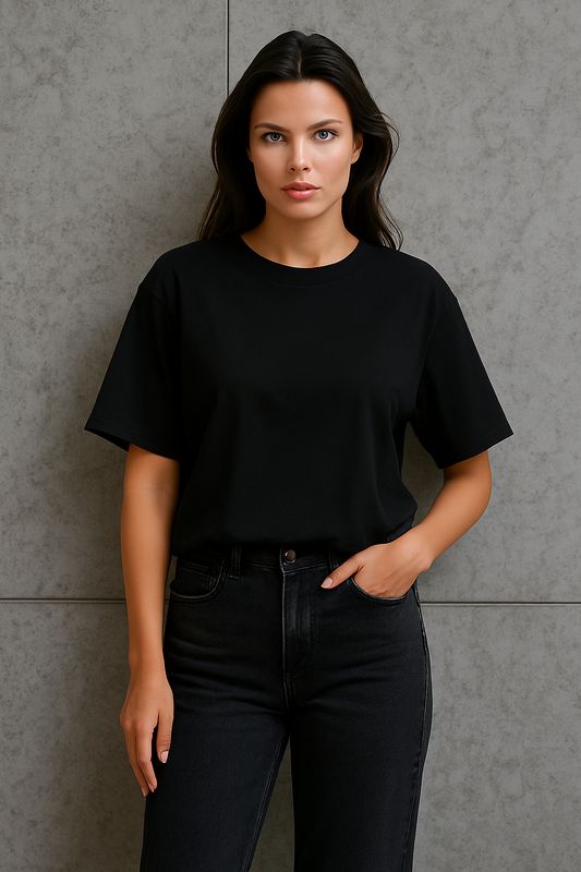 Oversized Effen T-shirt – Zwart basic