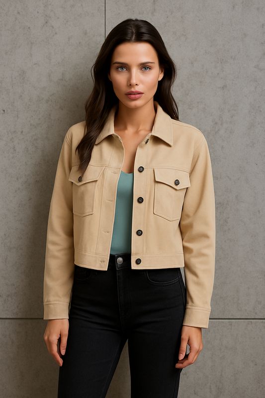 Kort jasje in suèdelook – Beige Luanaa