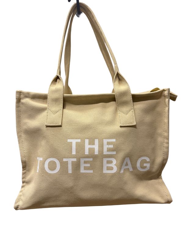 Beige/wit TOTE BAG