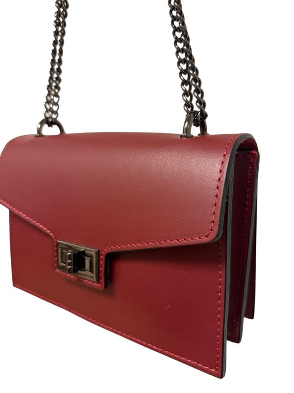 bordeaux rode lederen schoudertas