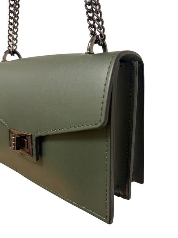 Khaki lederen schoudertas