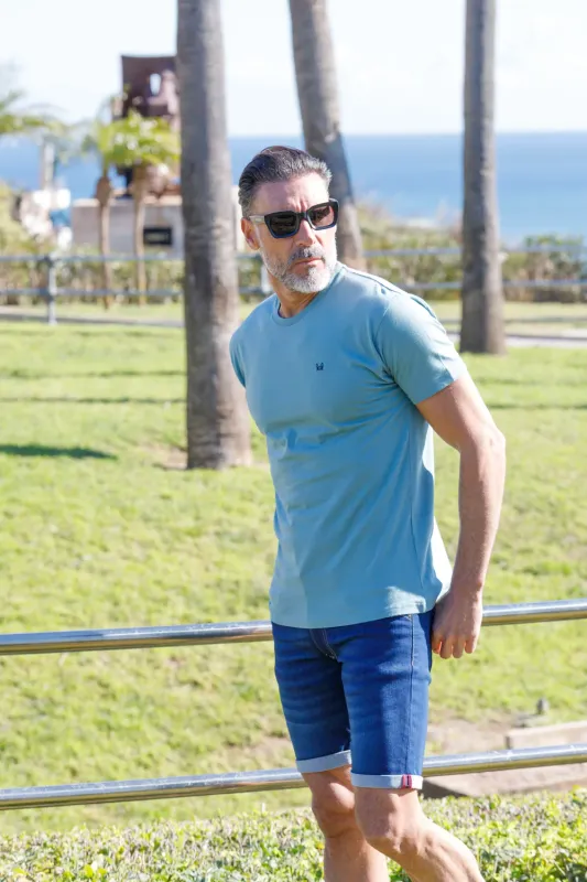 Blauw/groene t-shirt basic