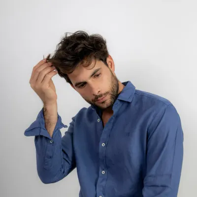 Blauw Linnen Overhemd – Regular Fit