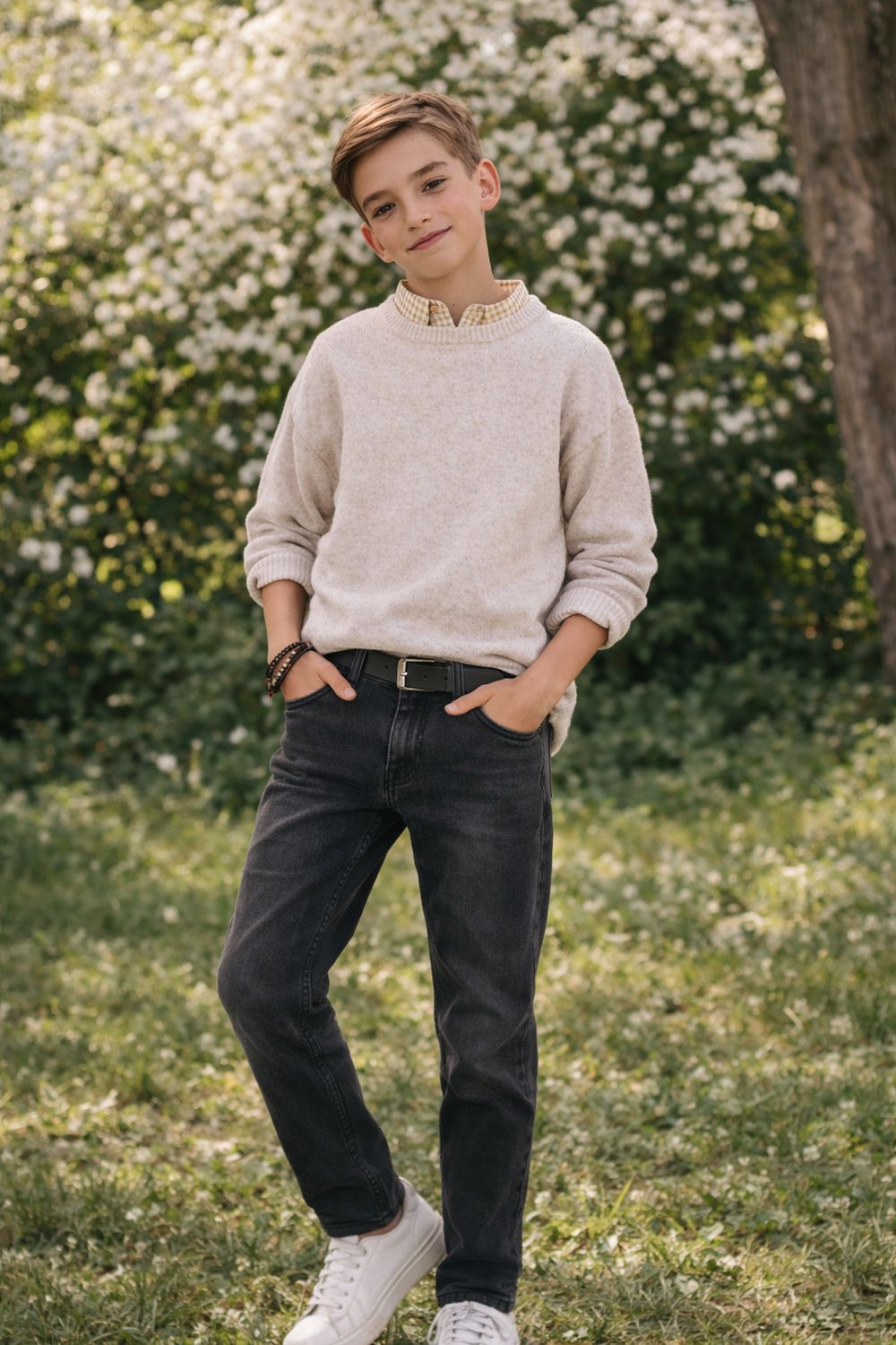 Beige trui, feestcollectie