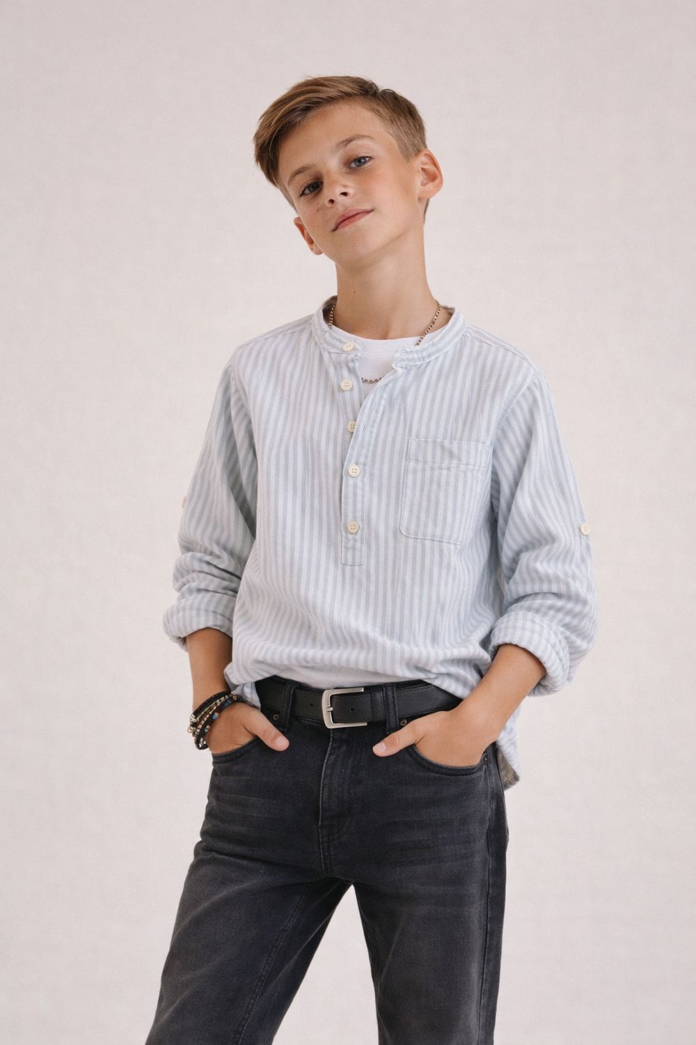 Groen/wit gestreept hemd, feestcollectie