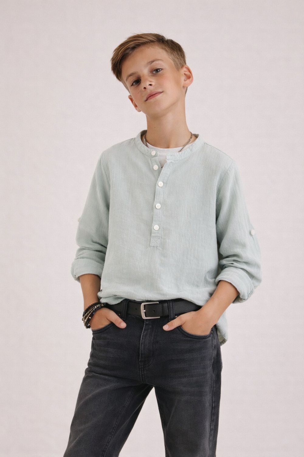 Muntgroen hemd, feestcollectie