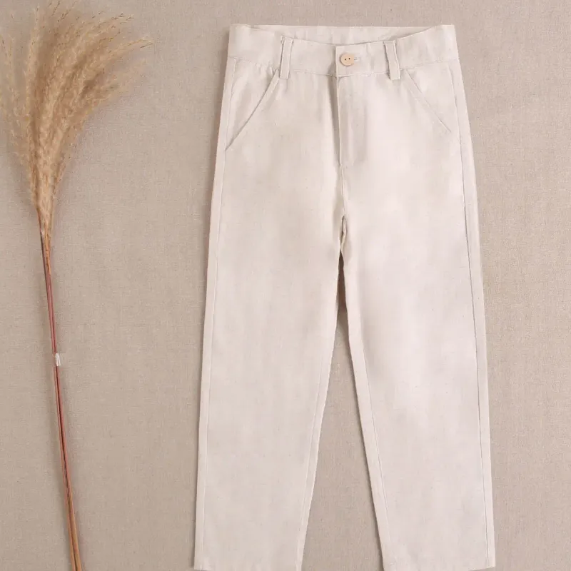 Beige linnen broek, feestcollectie