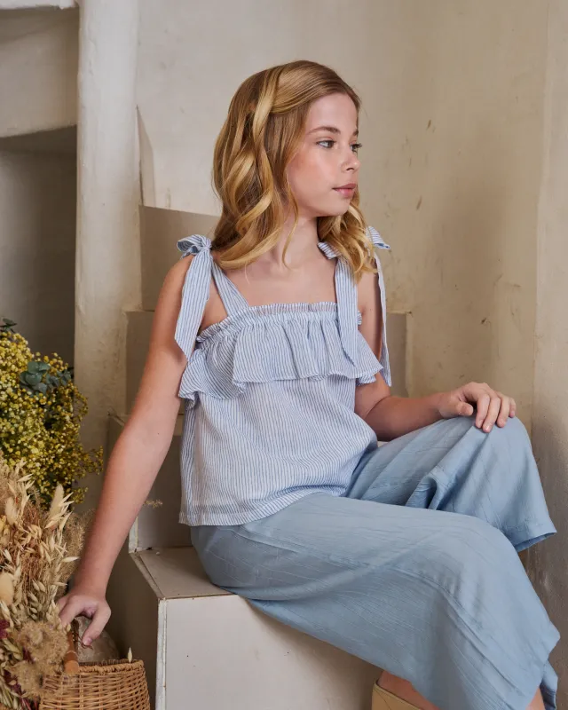 Azuur blauwe broek, feestcollectie