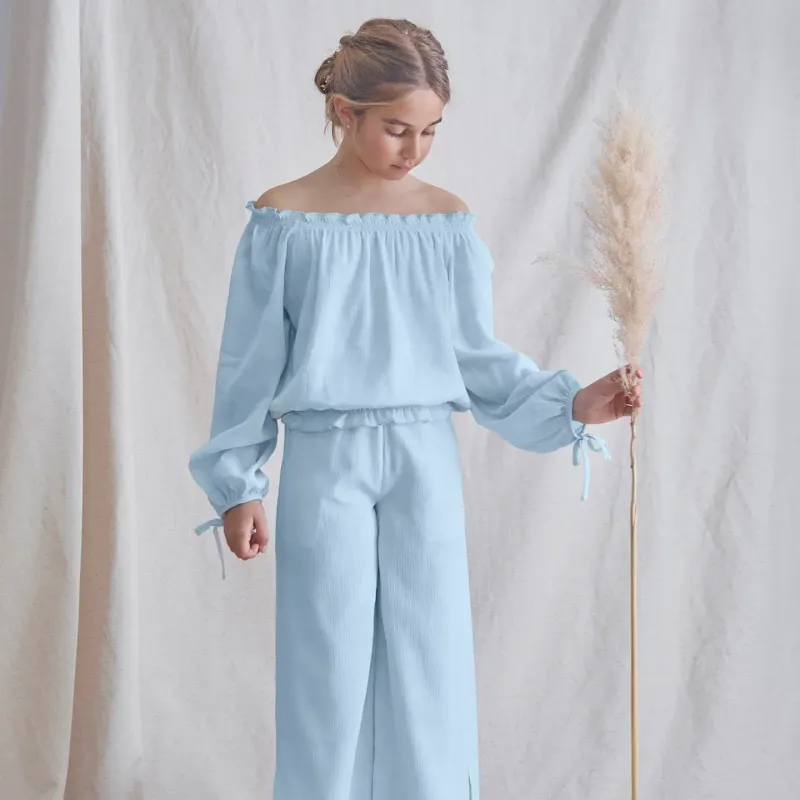 Pastel blauwe broek, feestcollectie