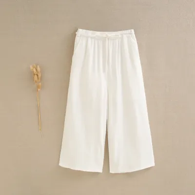 Witte linnen broek