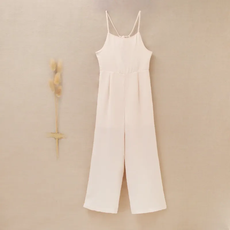 Crèmekleurige jumpsuit, feestcollectie