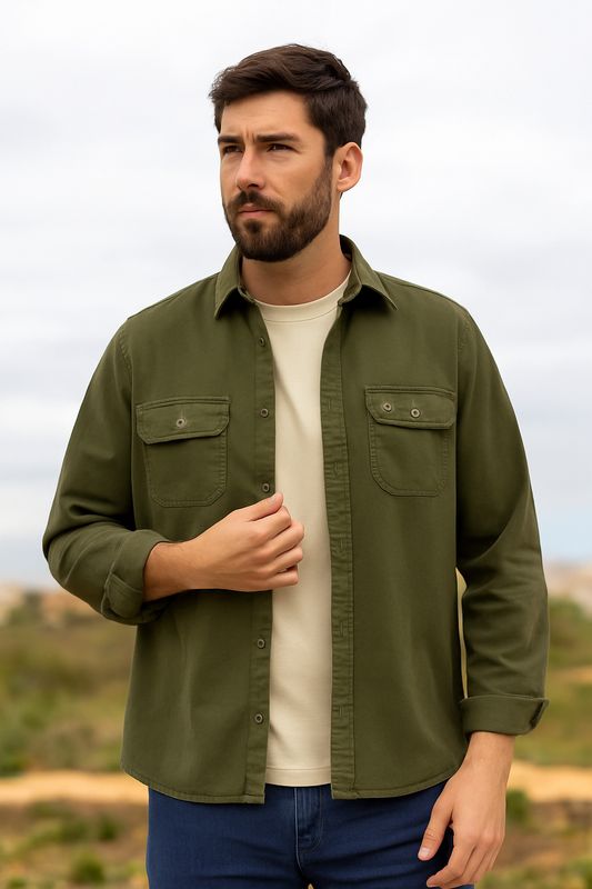 Khaki overhemd Custi