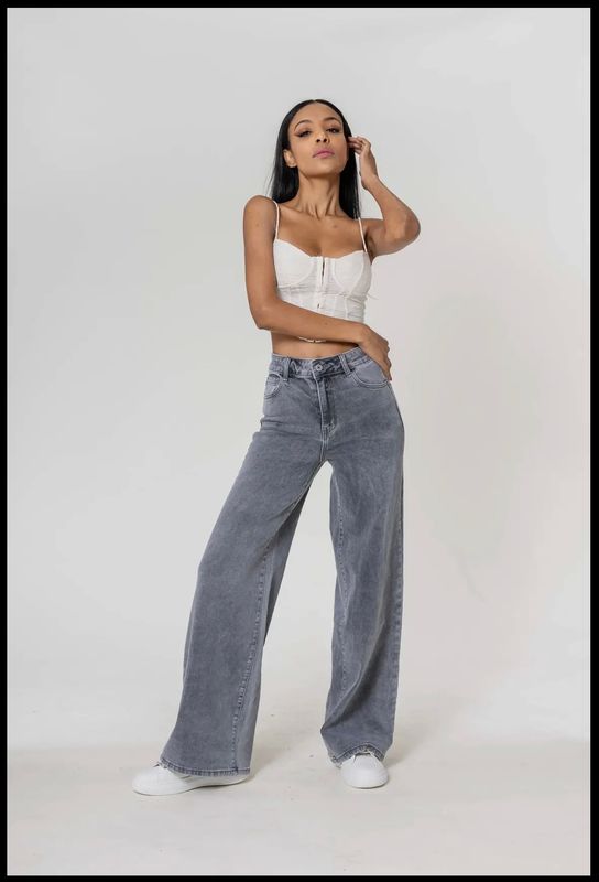 Nina Carter Jeans grijs Super Wide