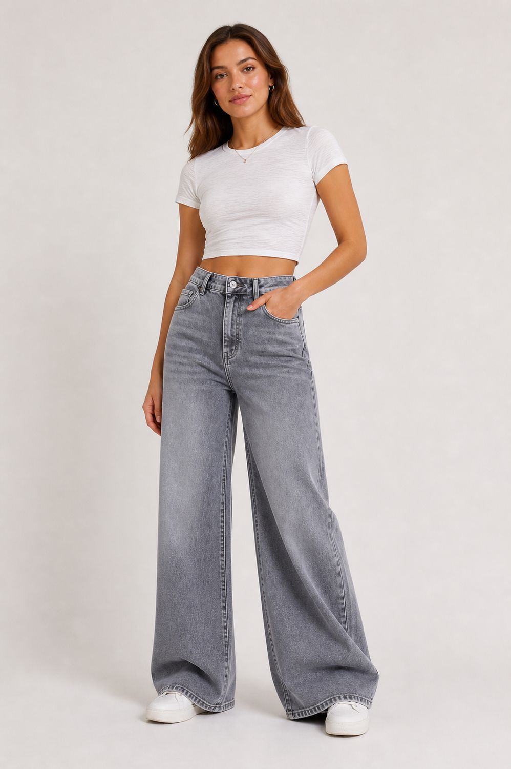 Nina Carter Jeans grijs Super Wide