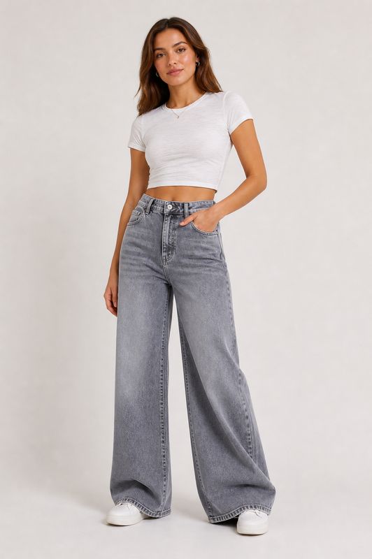 Nina Carter Jeans grijs Super Wide