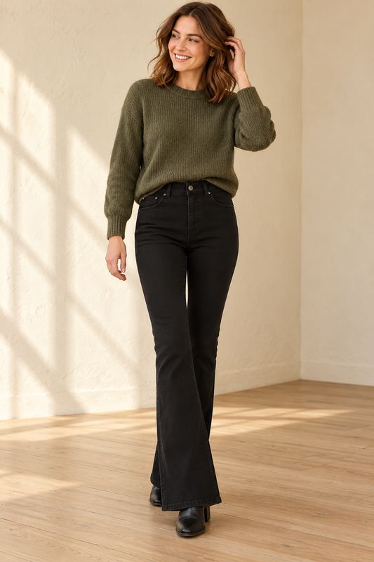Zwarte bootcut jeans Nina