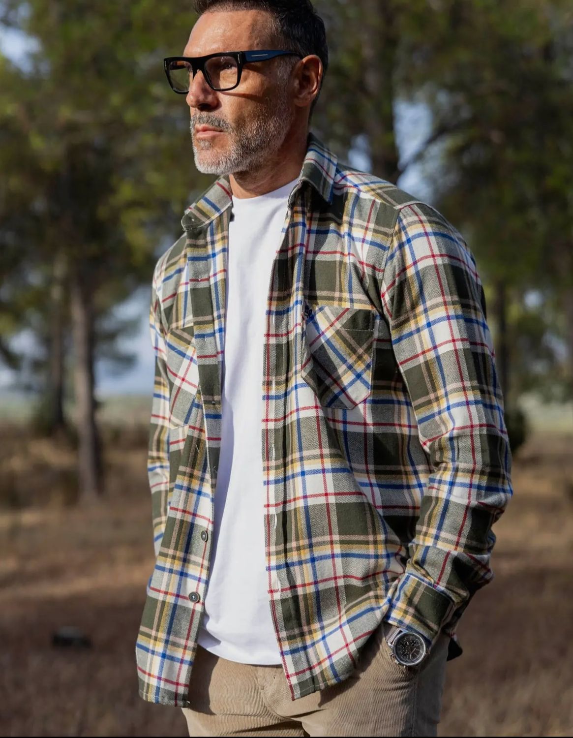 Khaki flanellen hemd