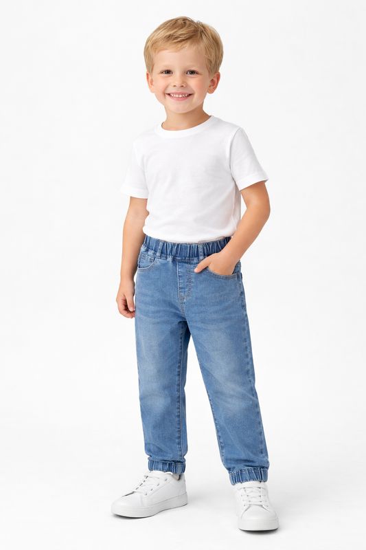 Denim jeans met tailleband