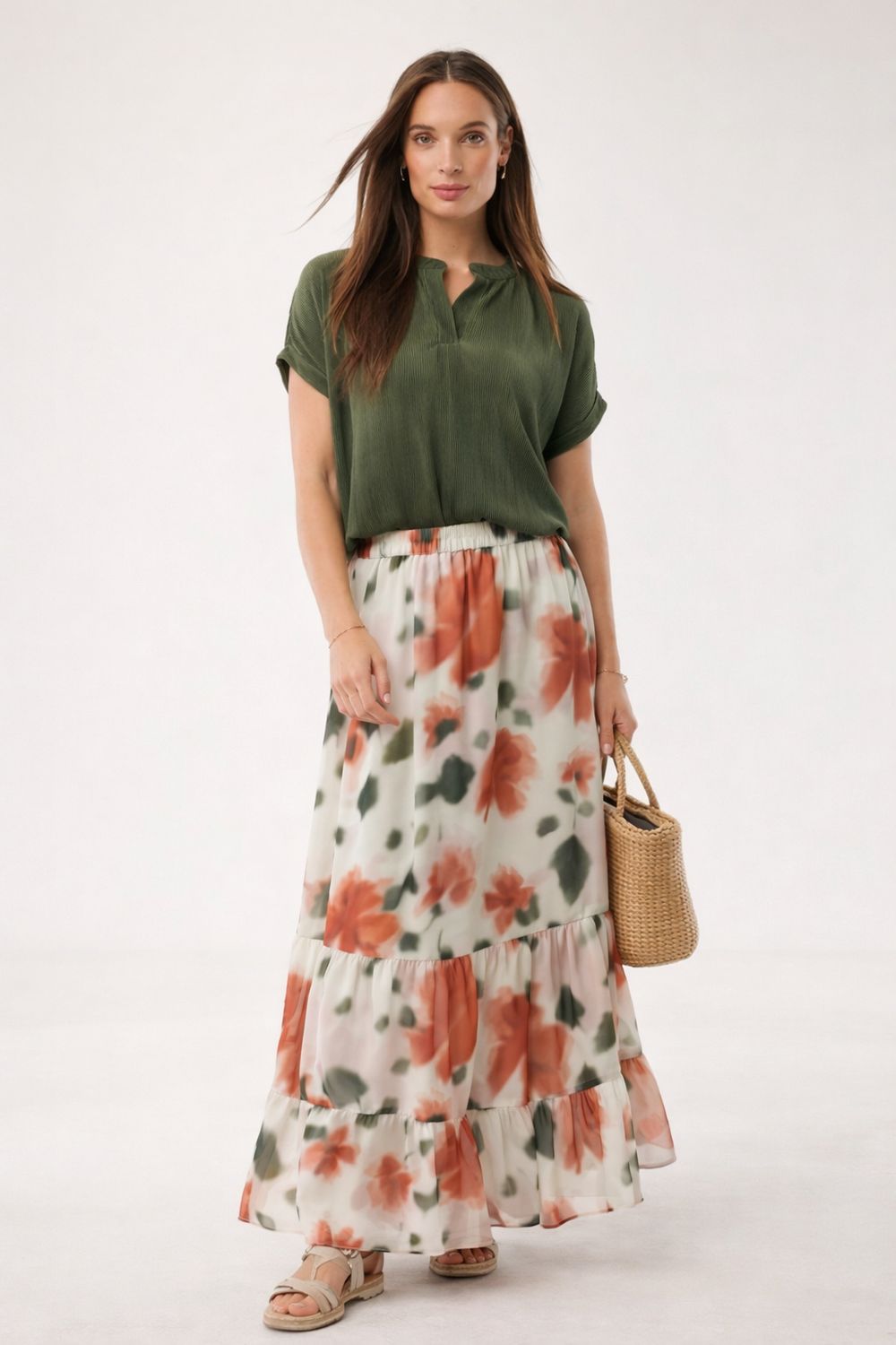 MEXX Green Plissé Top