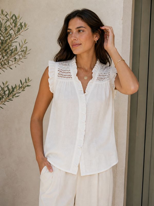 MEXX linnenmix blouse gebroken wit
