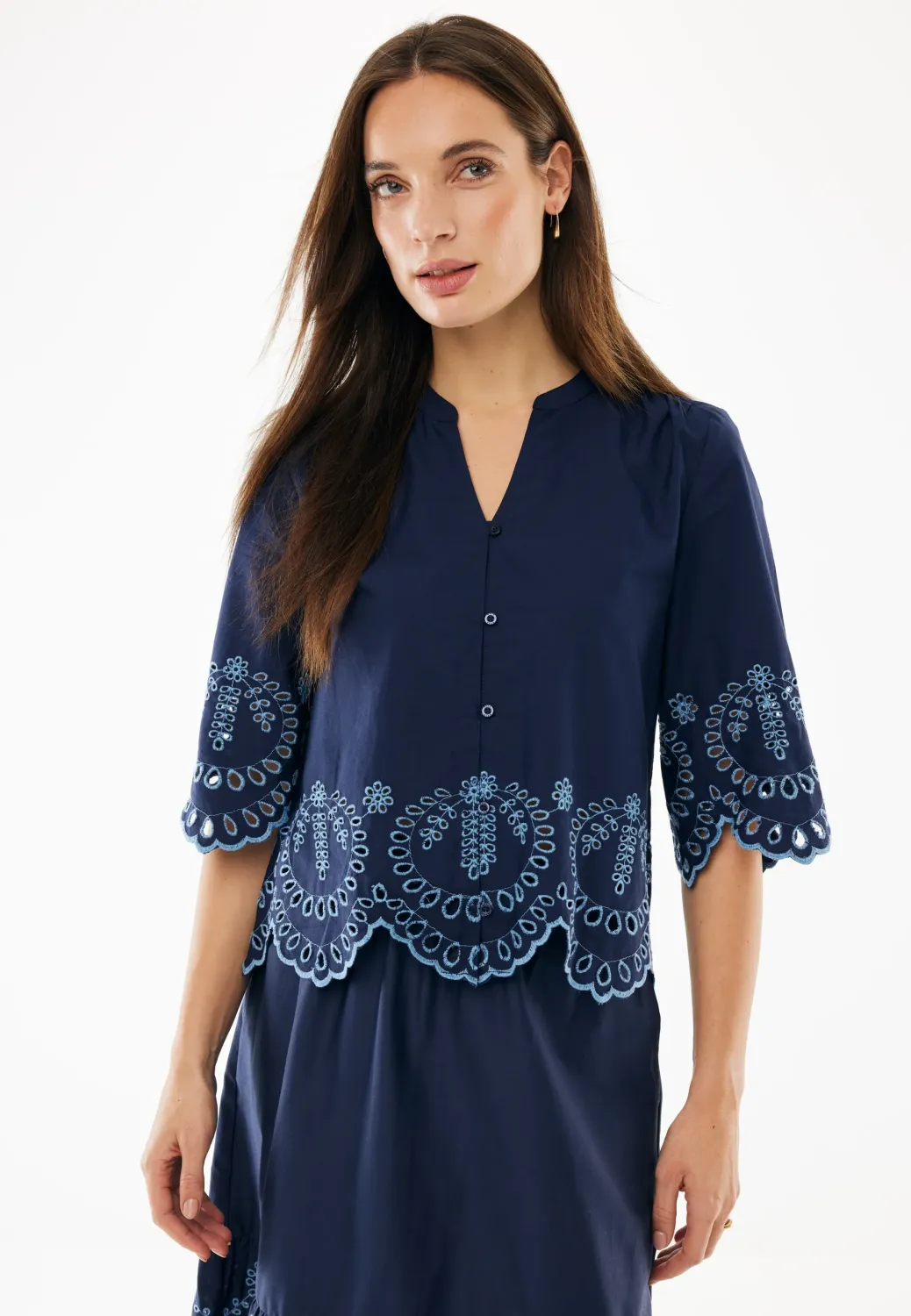 MEXX popline embroidery blouse midnight blue