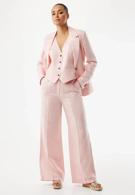 MEXX linnen broek wide leg pink