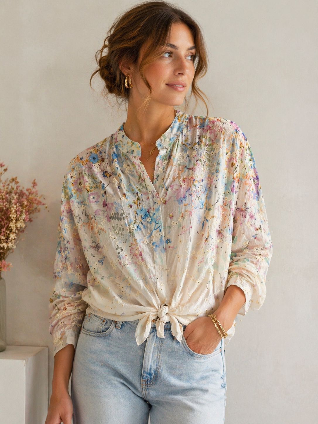 Terra Blue flower blouse