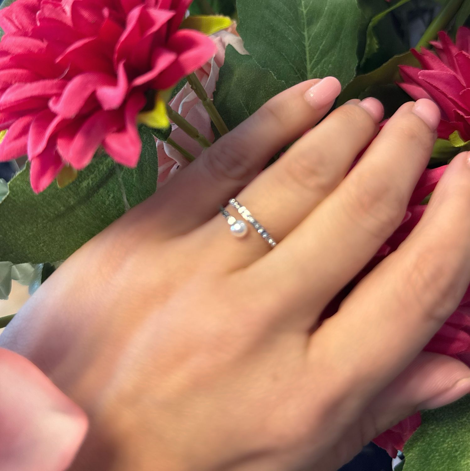 Pearl Spark Open Ring