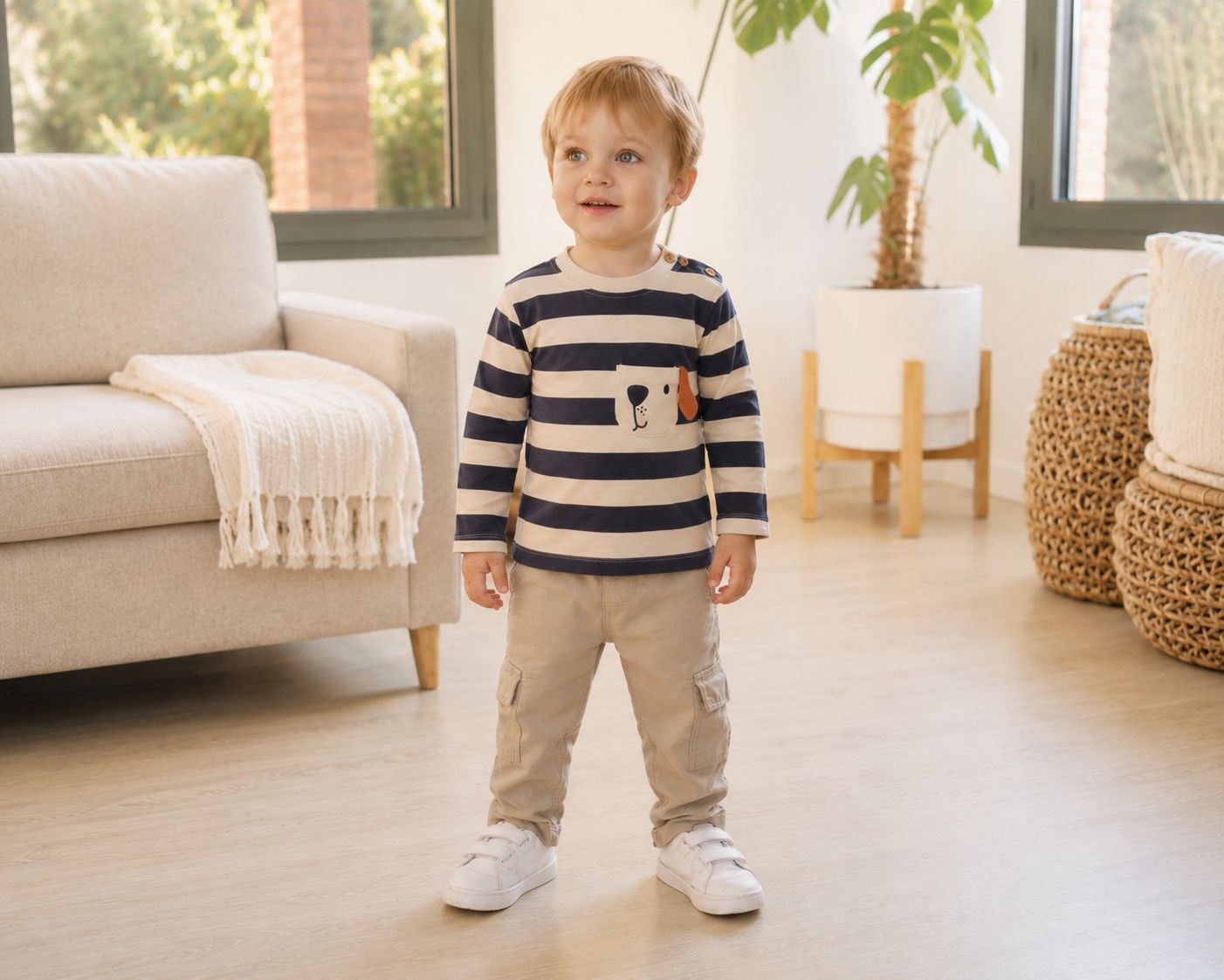 Blue7 navy/cream stripe shirt