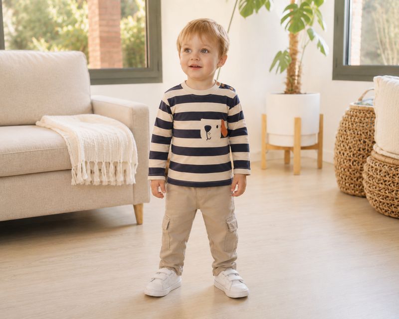 Blue7 navy/cream stripe shirt
