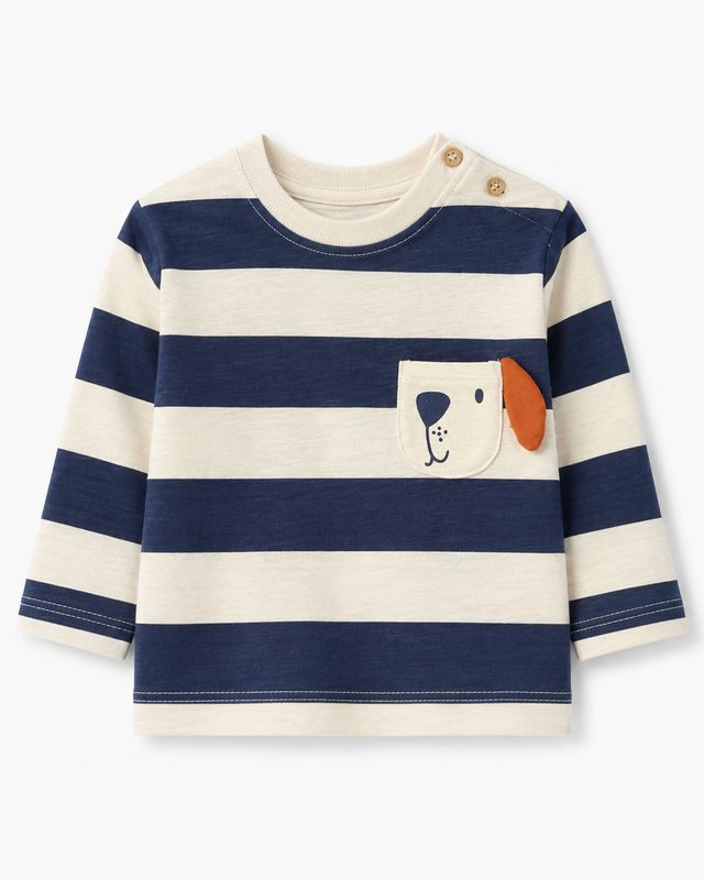 Blue7 navy/cream stripe shirt