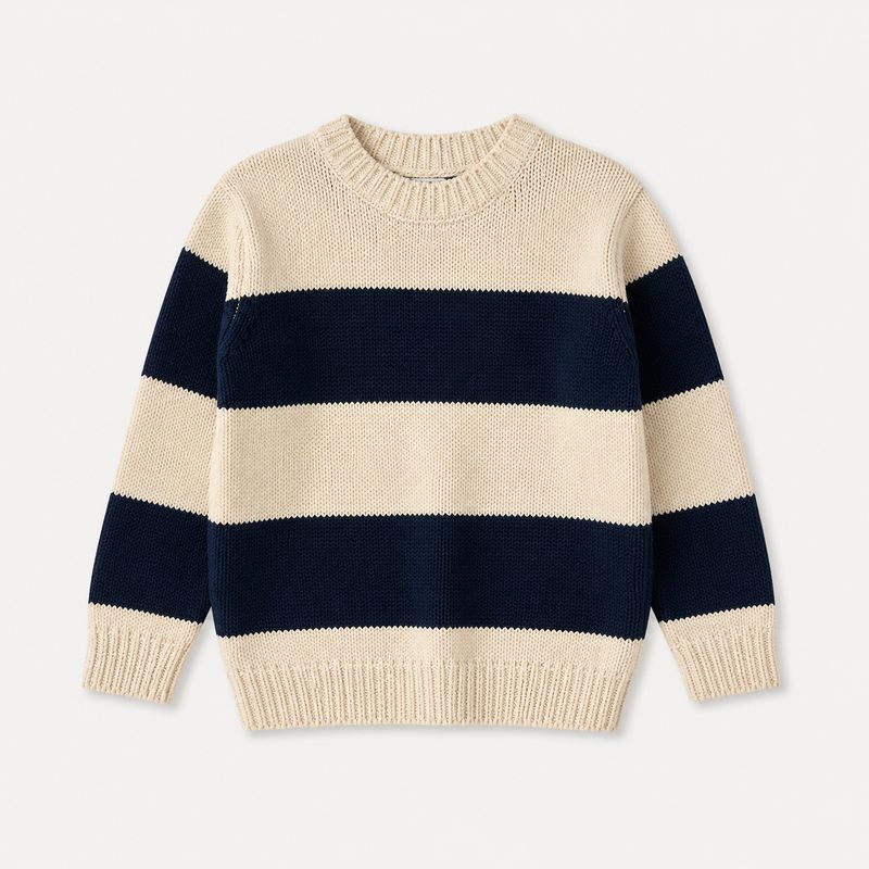 Blue7 Beige/Navy trui