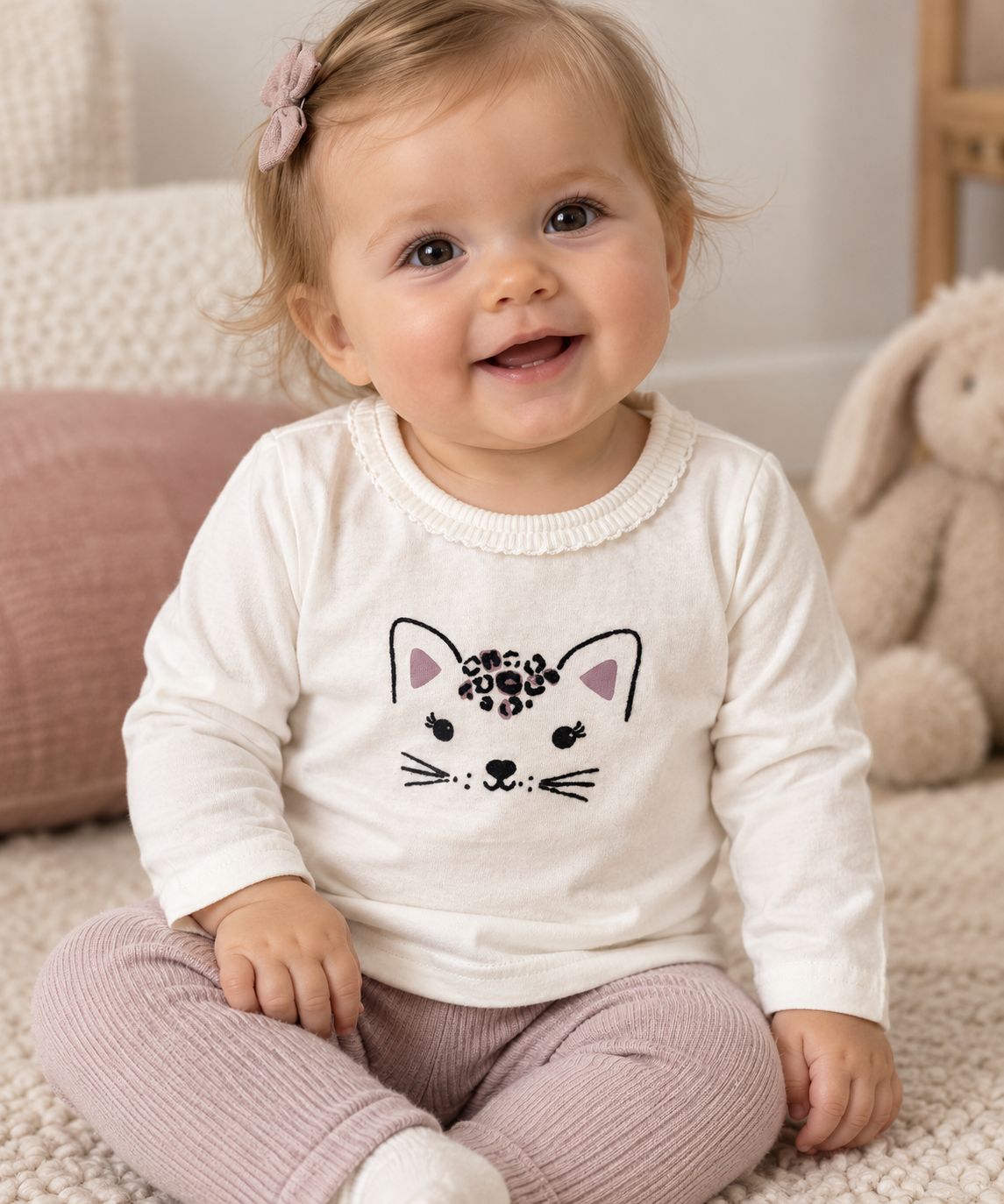 Blue7 white cat shirt