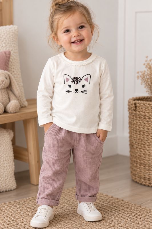 Blue7 white cat shirt
