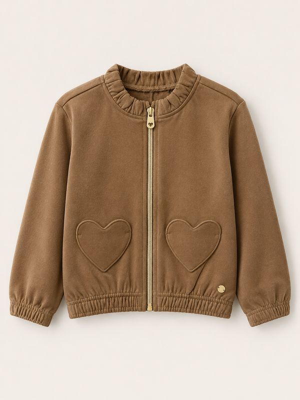 Blue7 camel zipper trui
