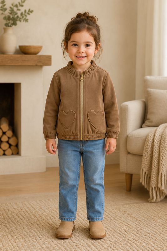 Blue7 camel zipper trui