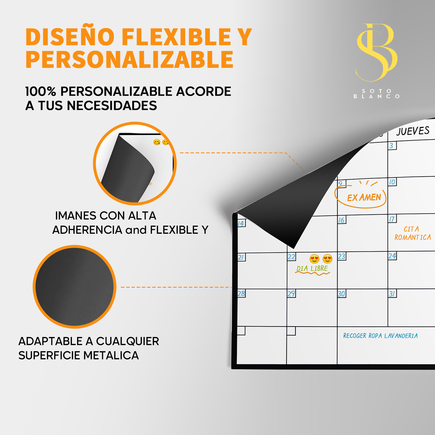 Calendario Magnético Mensual A4 + Planificador Semanal para Nevera A4 + 4 Rotuladores + Stickers Emoji | Pizarras Magnéticas para Nevera para Lista de la Compra y Eventos.