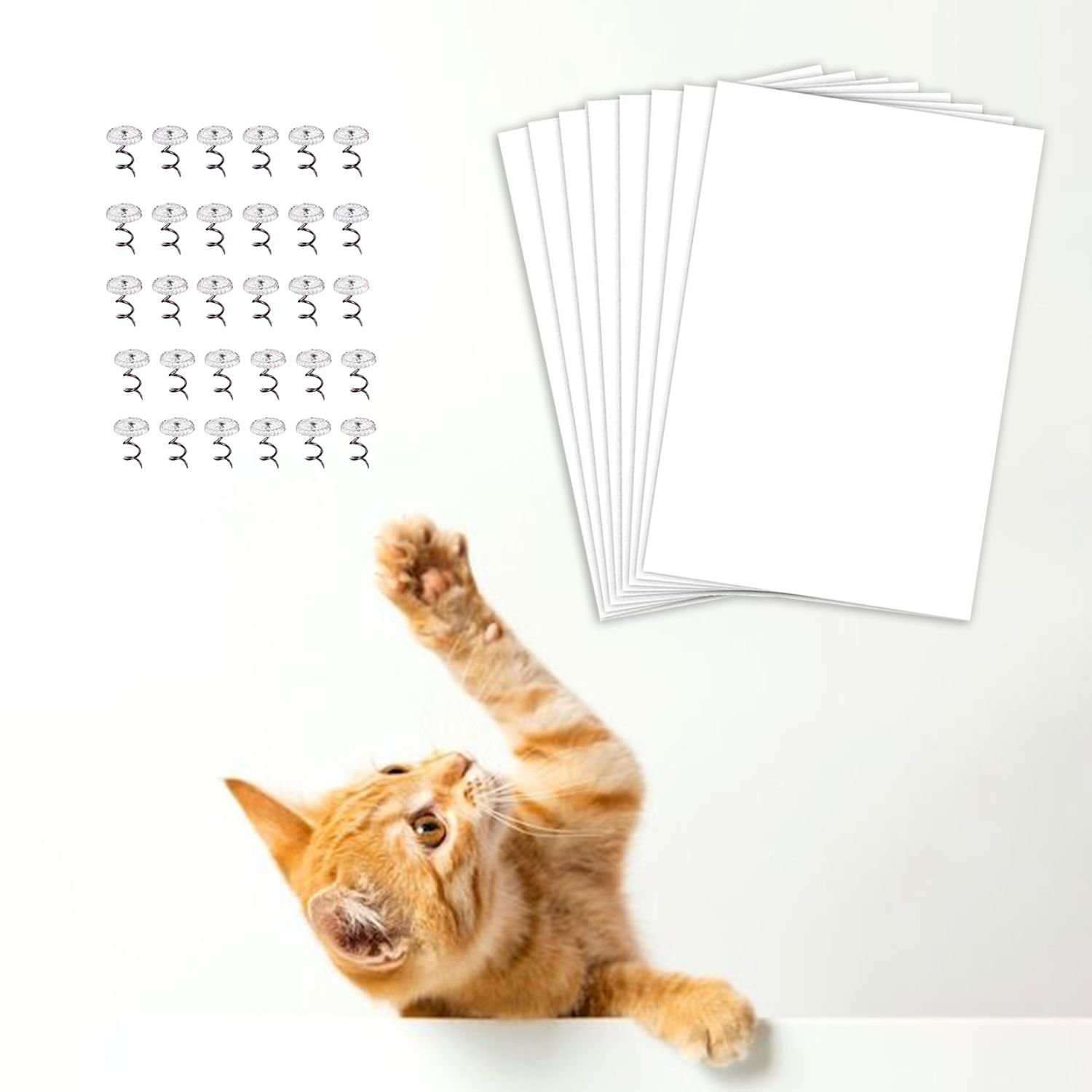 6ud protector de sofás para gatos A4 + rodillo quita pelusas + espátula de colocación + 10 pings | Protección anti arañazos de mascotas para todo tipo de muebles