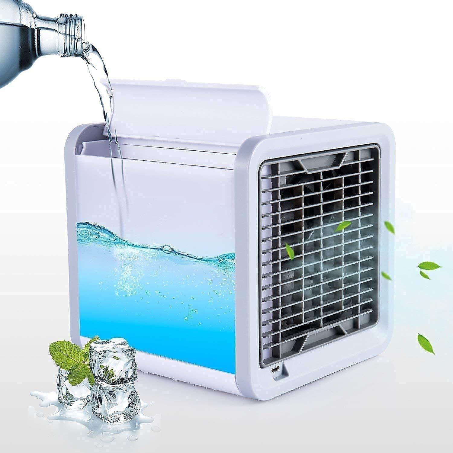 Arctic Breeze Mini Air Cooler – Portable 3-in-1 Personal Cooling Fan with Water &amp; Ice Tank