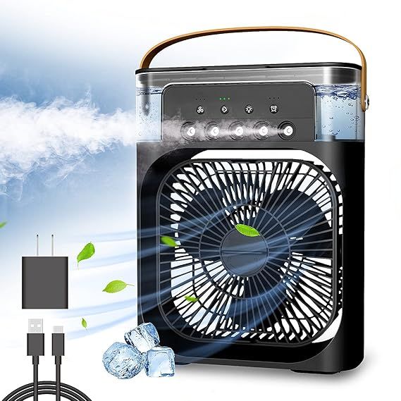 Forest Green Portable Air Cooler – 3-in-1 Mini Cooling Fan with Humidifier &amp; Ice Tank | USB Rechargeable&quot;