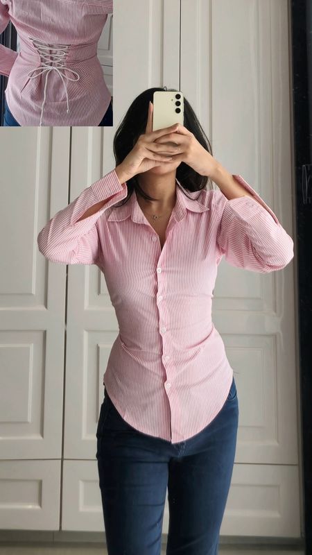 Pink &amp; White Corset Shirt