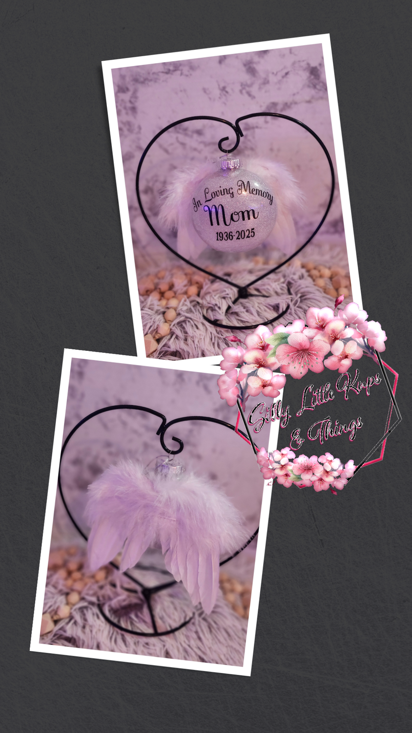 Custom Angel wing Ornaments w/ stand