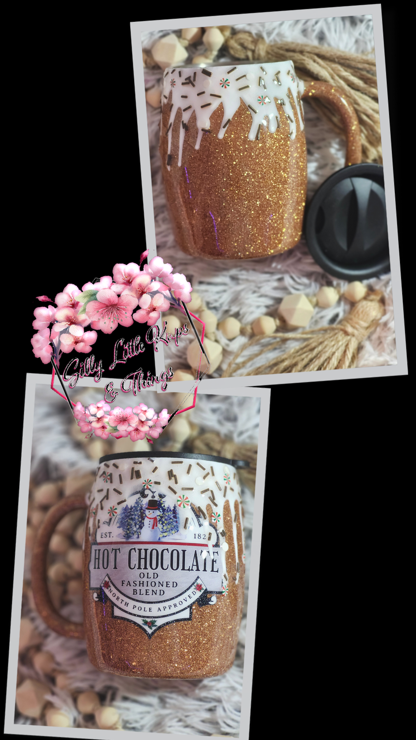 14oz Glitter mug with decal, glitter, drip &amp; faux sprinkles
