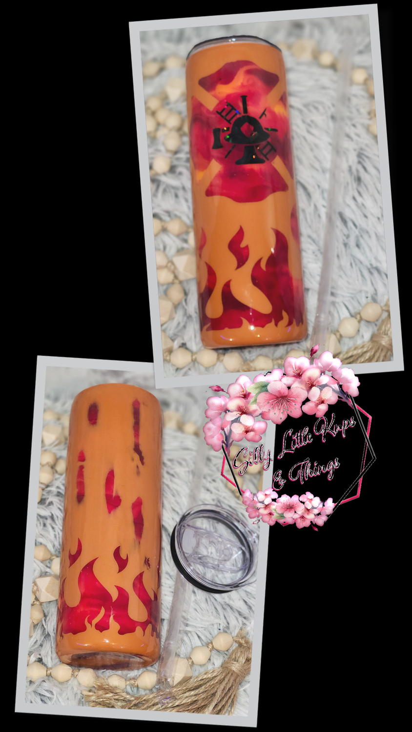 20oz Skinny Straight Fireman w/Glow