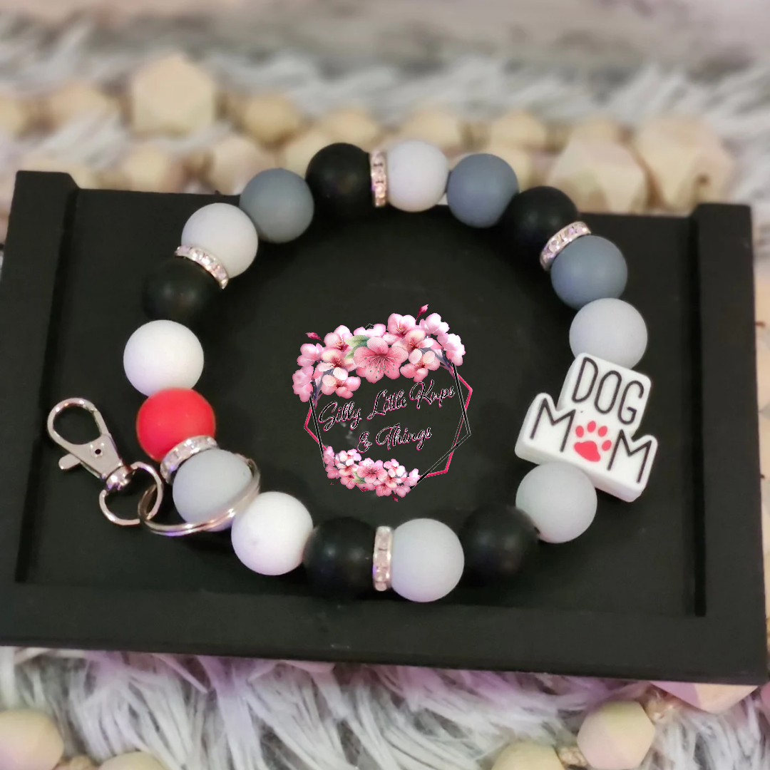 Silicone "Dog Mom" S/M Wristlet Keychain