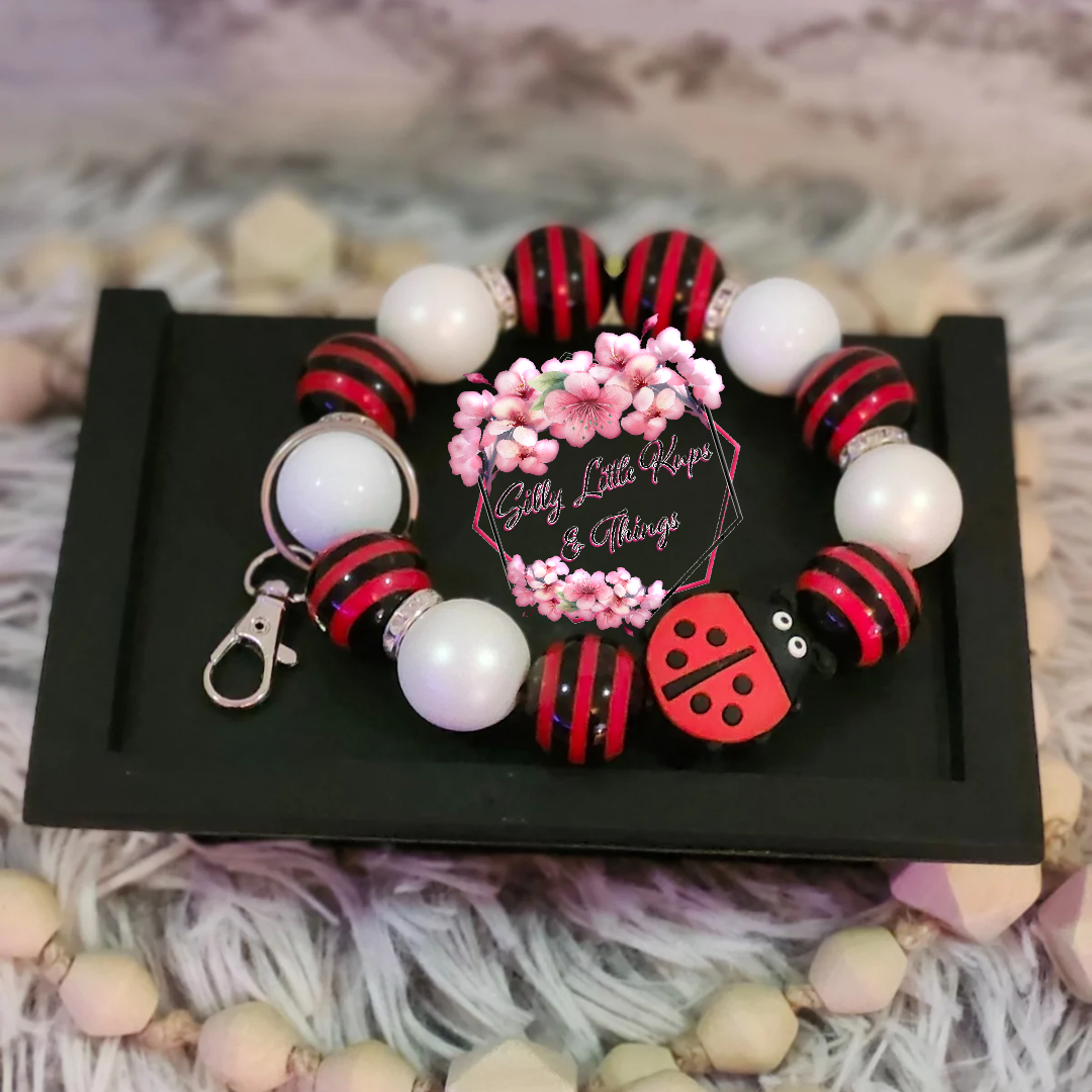Acrylic Bead "Ladybug" S/M Wristlet Keychain